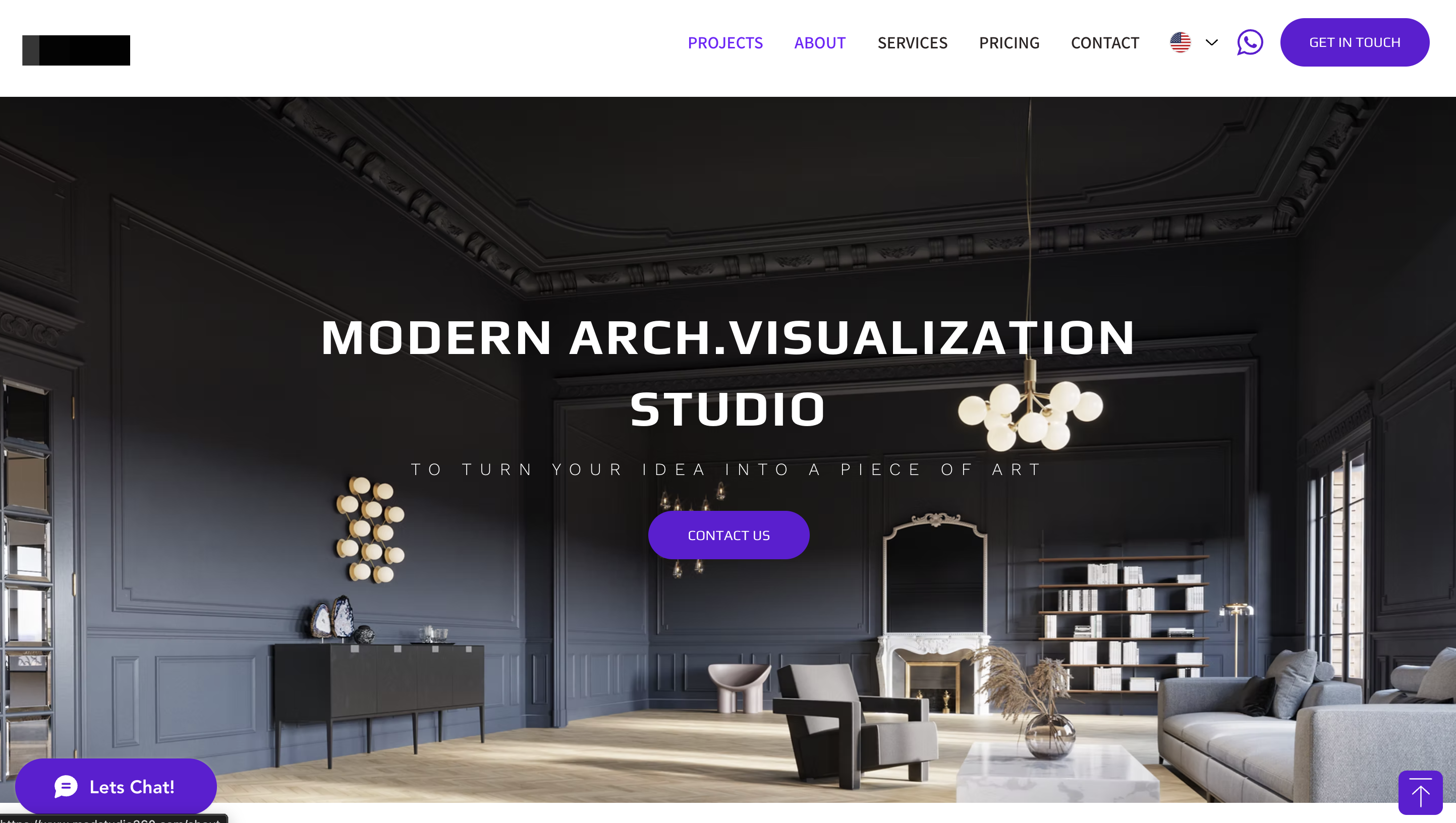 Interior design studio website example 1