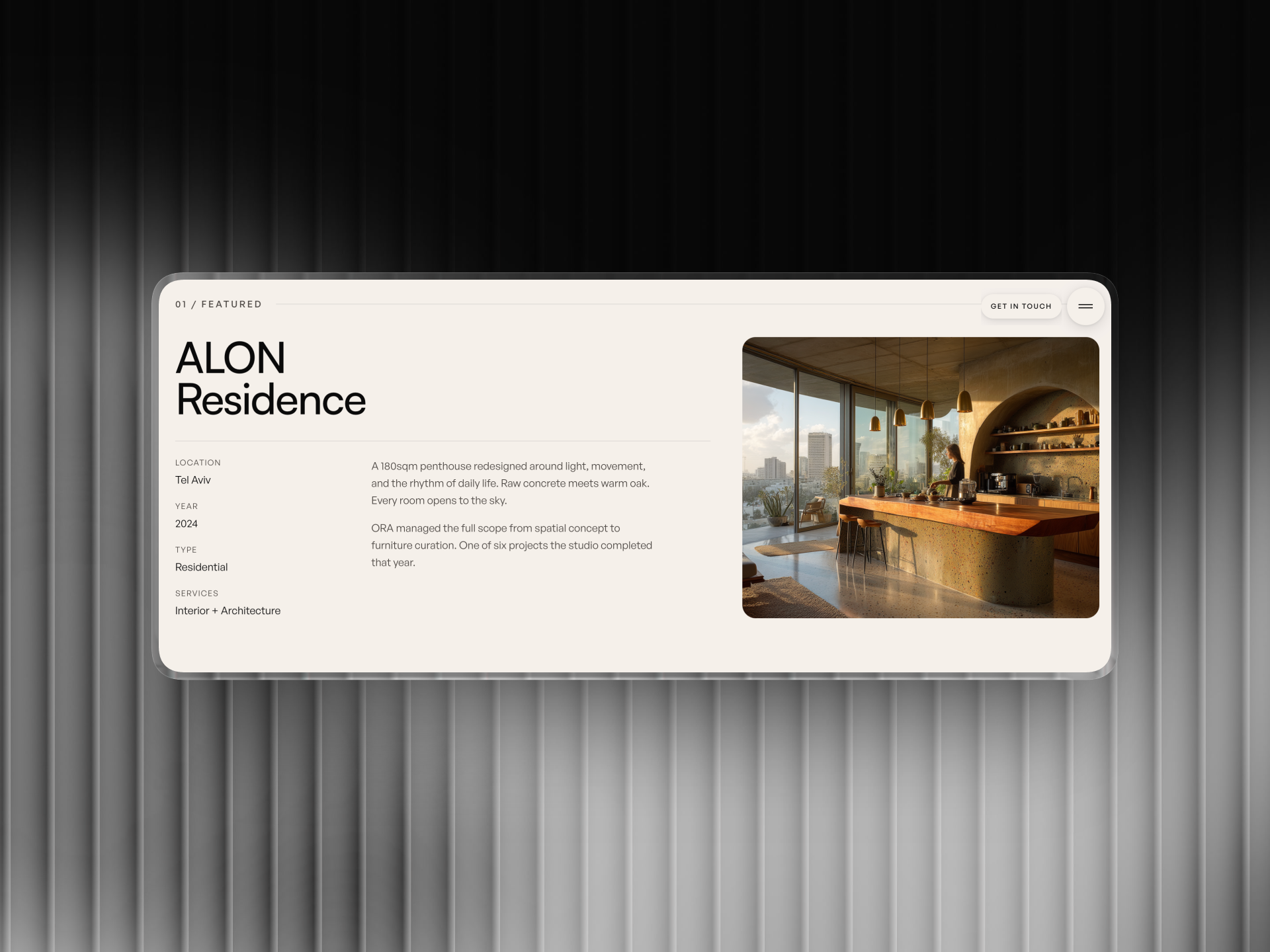 ORA Studio featured project page